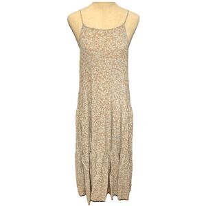 Final Touch Floral Print Tiered Maxi Dress Women's M Boho Cottagecore Pockets